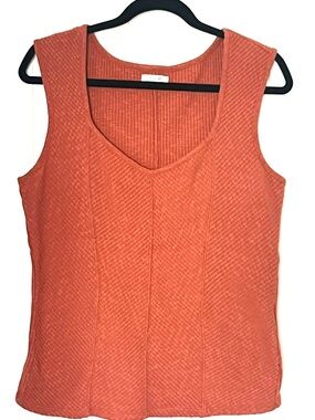 Maurice’s Ribbed V-Neck Tank Top - Rust Orange Fall Layering Size Large